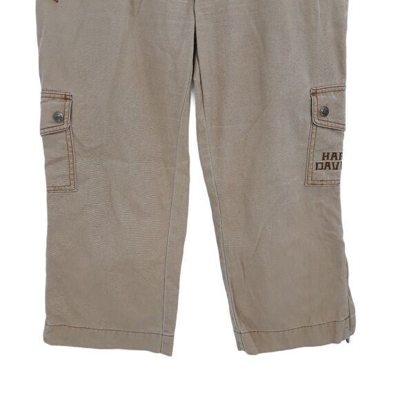 Harley-Davidson Cotton Utilitarian Crago High-rise Capri Moto Pants Tan Size 8 - Picture 4 of 16